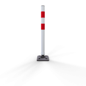 KICKBACK  bollard |  60 mm | with ground plate for plugging | white with red reflecting stripes